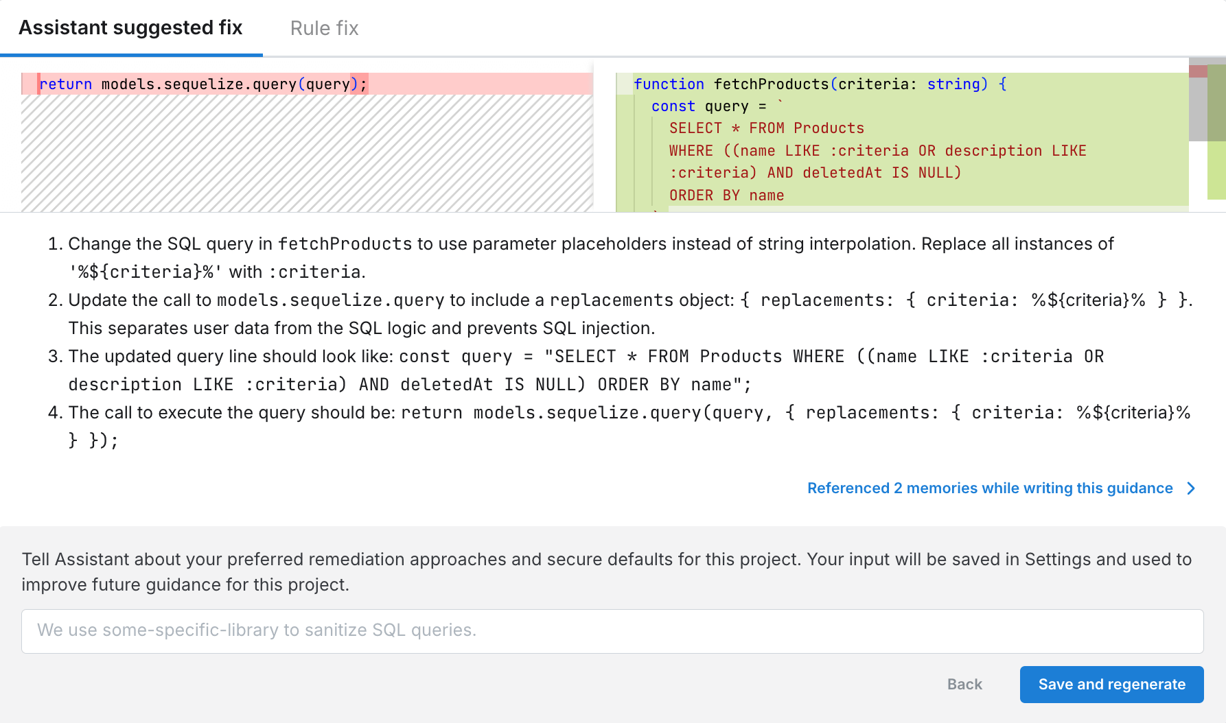 Assistant Memories form within a finding&#39;s details page